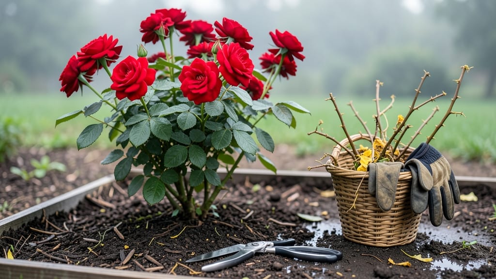 Pruning Knock Out Roses in the Fall: Sharp Cuts for Next Year's Blooms