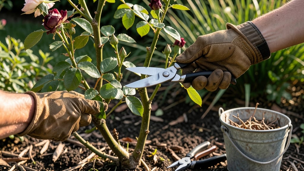 Spring Pruning Roses Before and After: Before: Wild, After: Structured Beauty