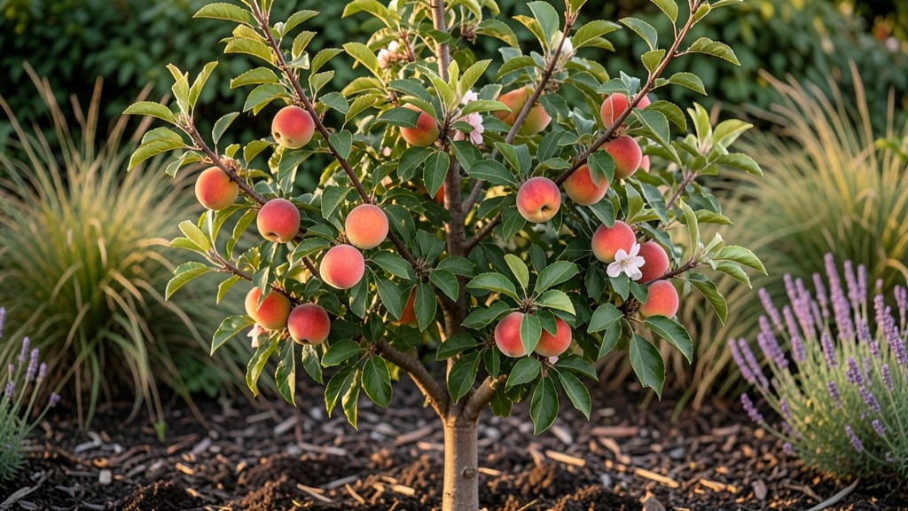 Prunus Persica 'Bonfire' Peach Tree: Dwarf Variety for Small Spaces and Fast Fruit